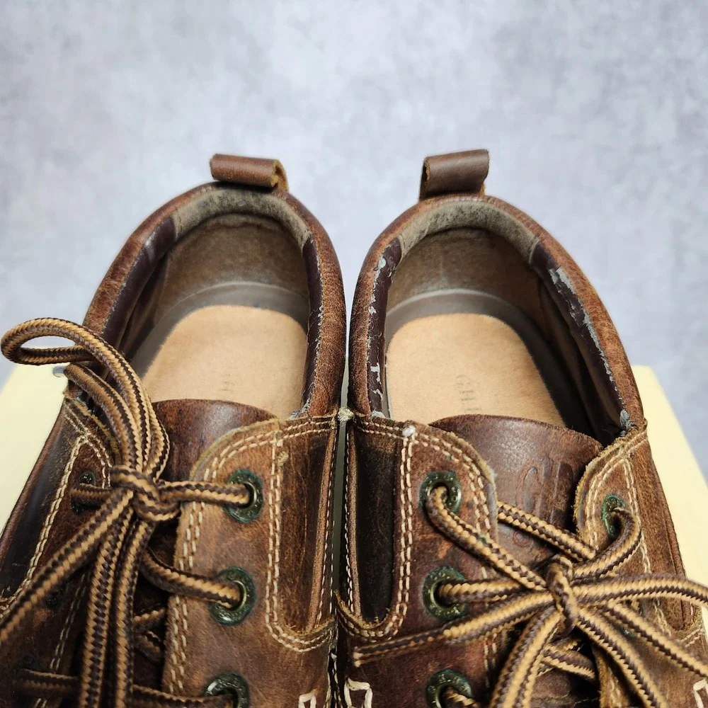GH Bass Manchester Mens‎ 9M Brown Leather Lug Sole Boat Shoes 2225-226
